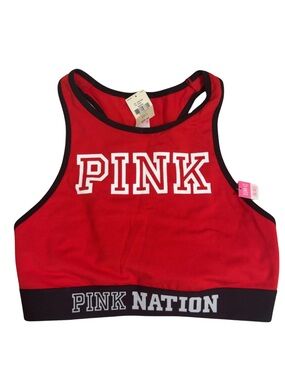 PINK Nation Red Sports Bra with Black Trim